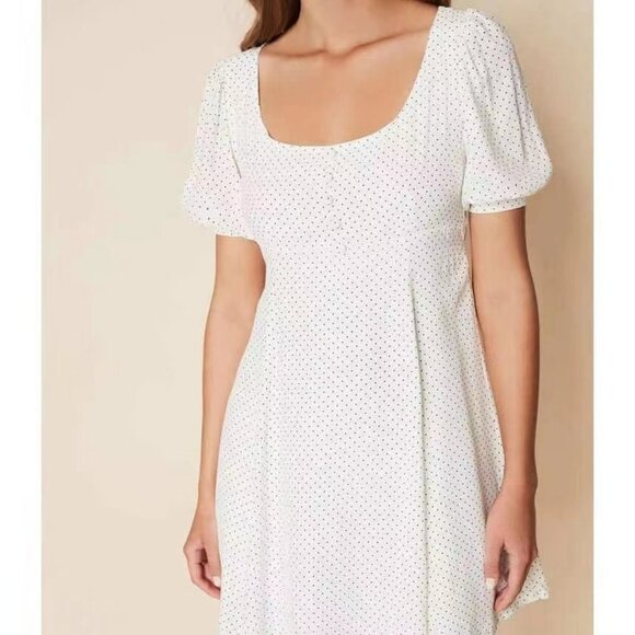 FAITHFULL THE BRAND Dulcia Mini Dress Sofie Dot White Black Size L NWT - Picture 6 of 6